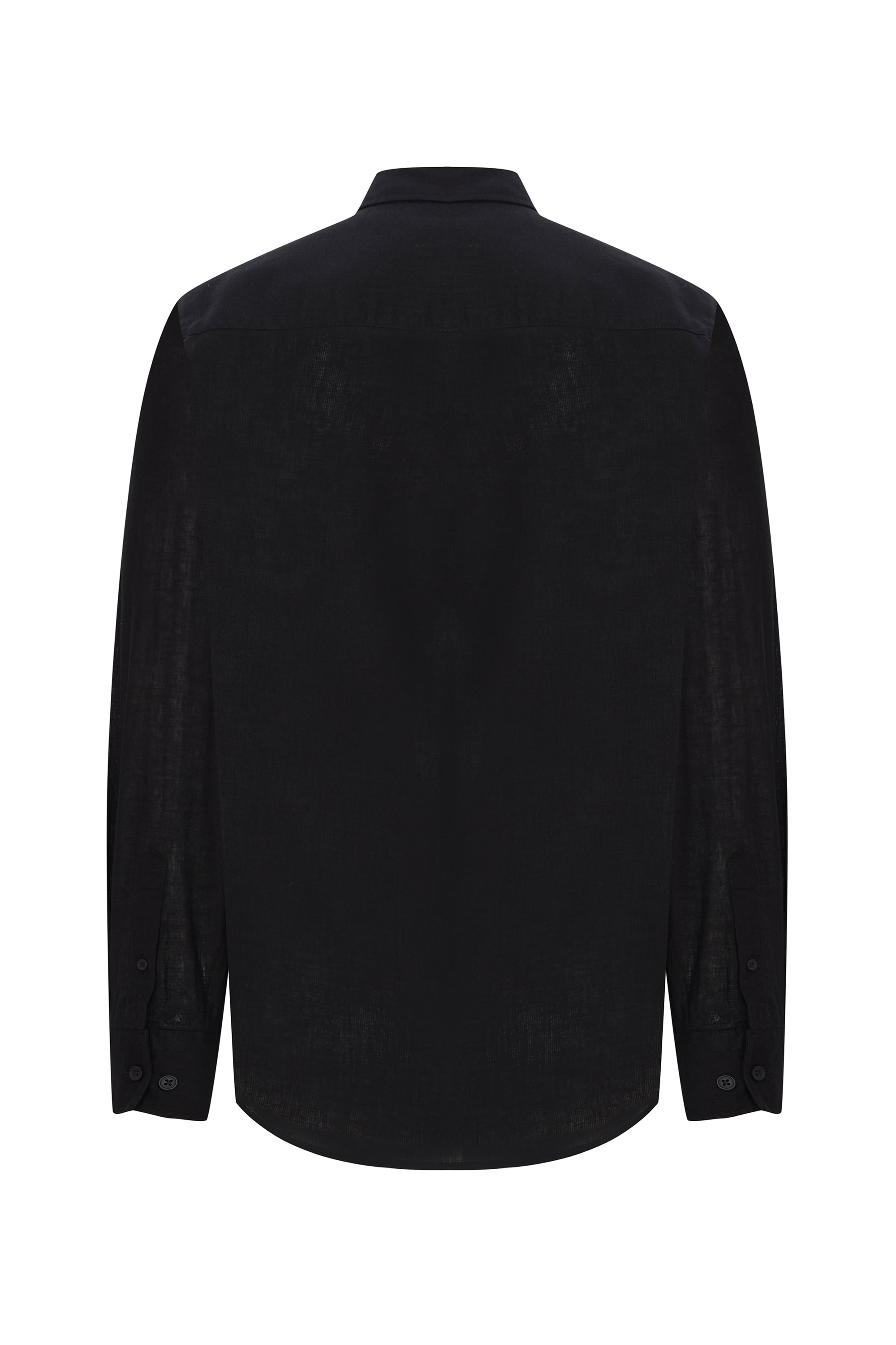 REGULAR FIT UZUN KOLLU KETEN KARIŞIMLI GÖMLEK