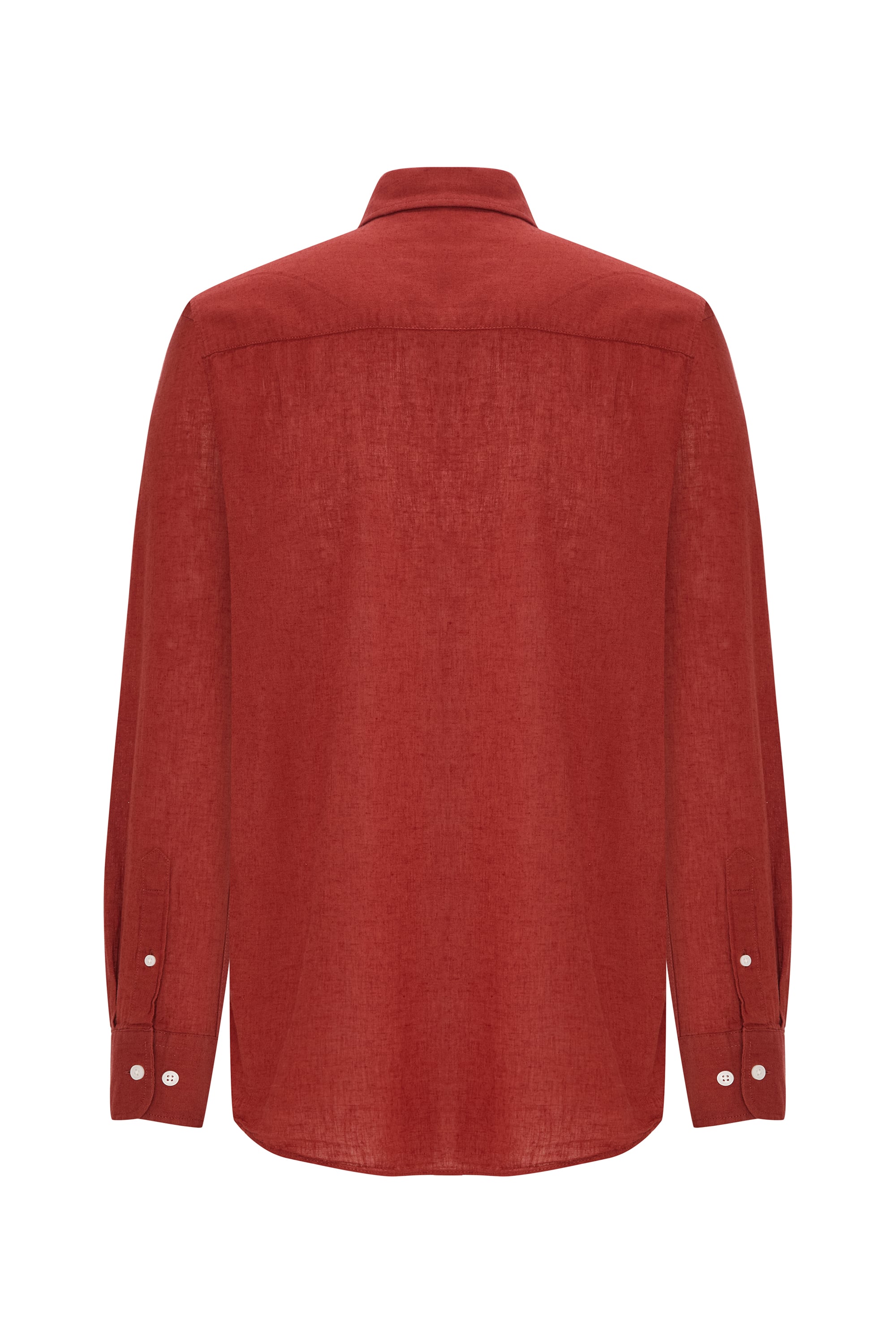 REGULAR FIT UZUN KOLLU KETEN KARIŞIMLI GÖMLEK