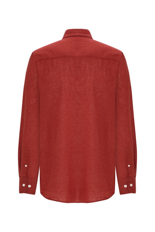  REGULAR FIT UZUN KOLLU KETEN KARIŞIMLI GÖMLEK