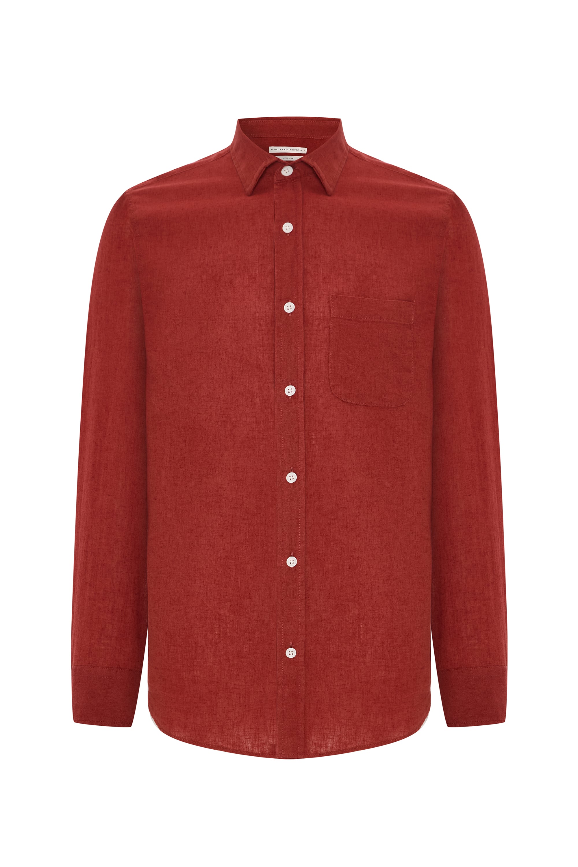 REGULAR FIT UZUN KOLLU KETEN KARIŞIMLI GÖMLEK