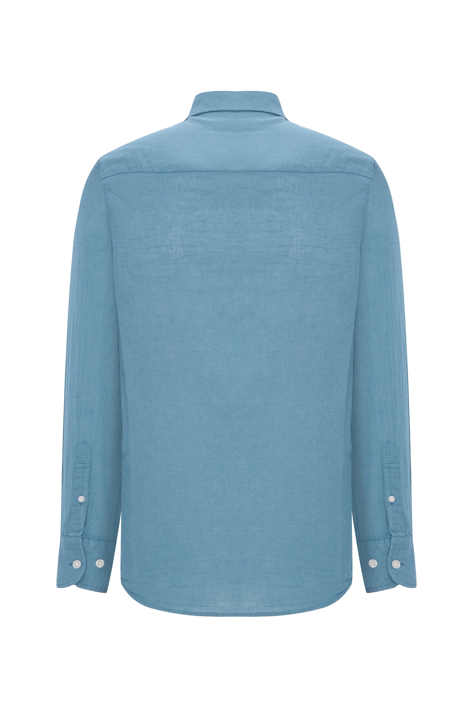 REGULAR FIT UZUN KOLLU KETEN KARIŞIMLI GÖMLEK