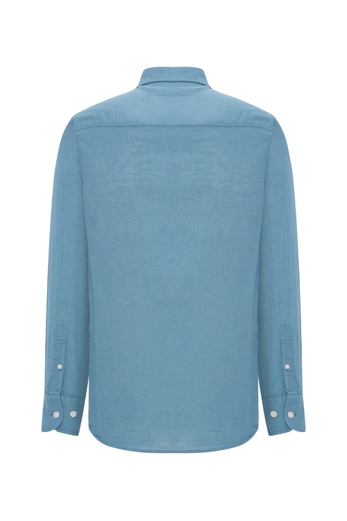  REGULAR FIT UZUN KOLLU KETEN KARIŞIMLI GÖMLEK