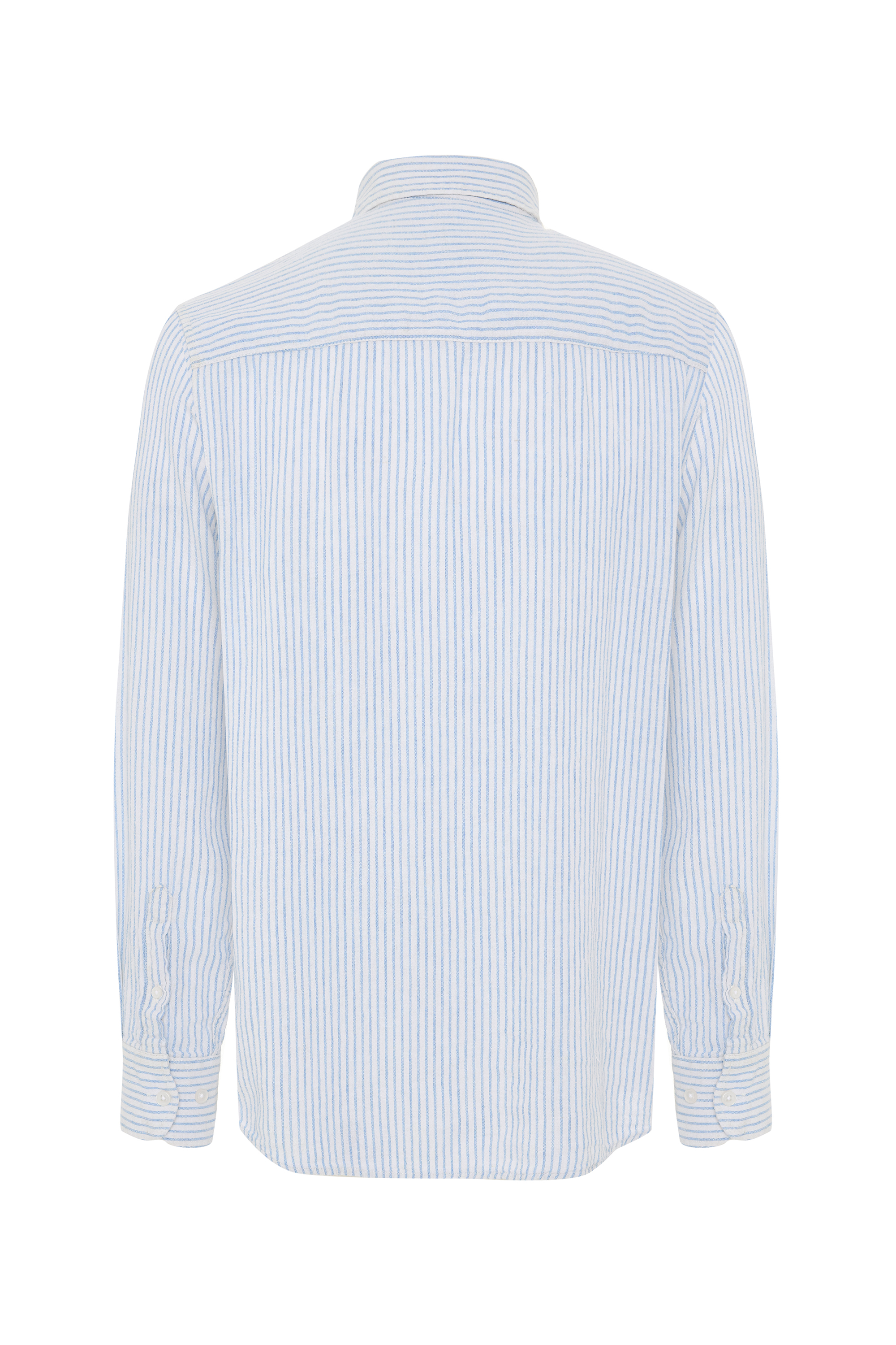 REGULAR FIT ÇİZGİLİ KETEN KARIŞIMLI UZUN KOLLU GÖMLEK