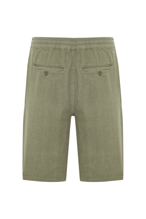  STRAIGHT FIT BELİ BAĞLAMALI KETEN ŞORT