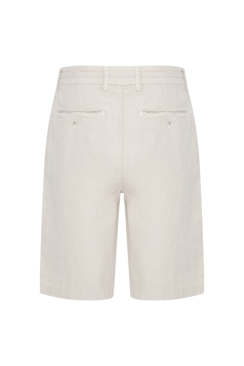 STRAIGHT FIT BELİ BAĞLAMALI KETEN ŞORT