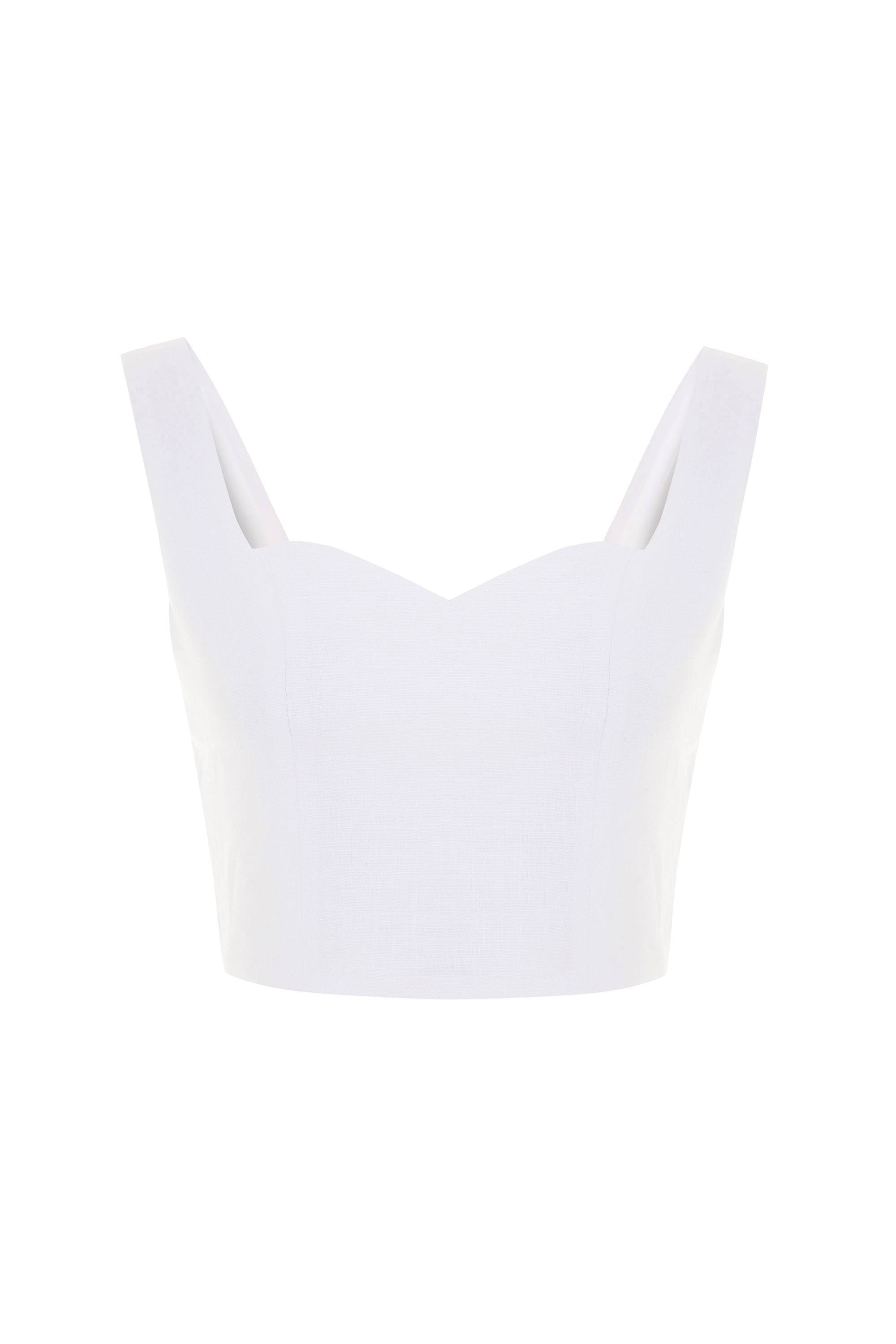 KOLSUZ CROP KETEN BLUZ