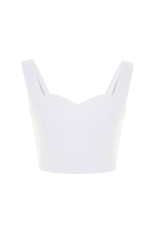  KOLSUZ CROP KETEN BLUZ