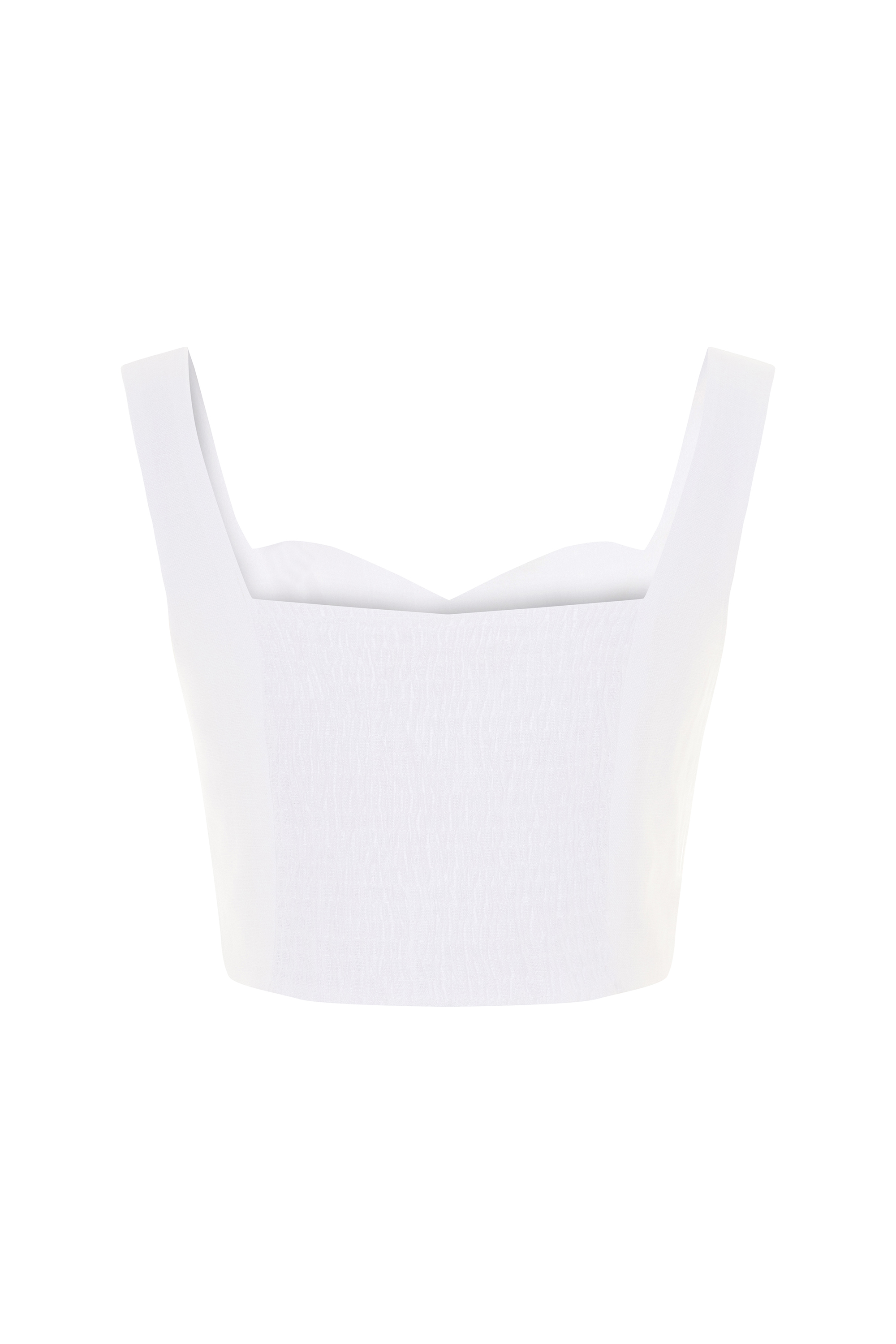 KOLSUZ CROP KETEN BLUZ