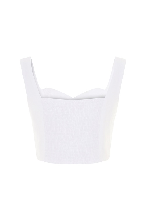  KOLSUZ CROP KETEN BLUZ