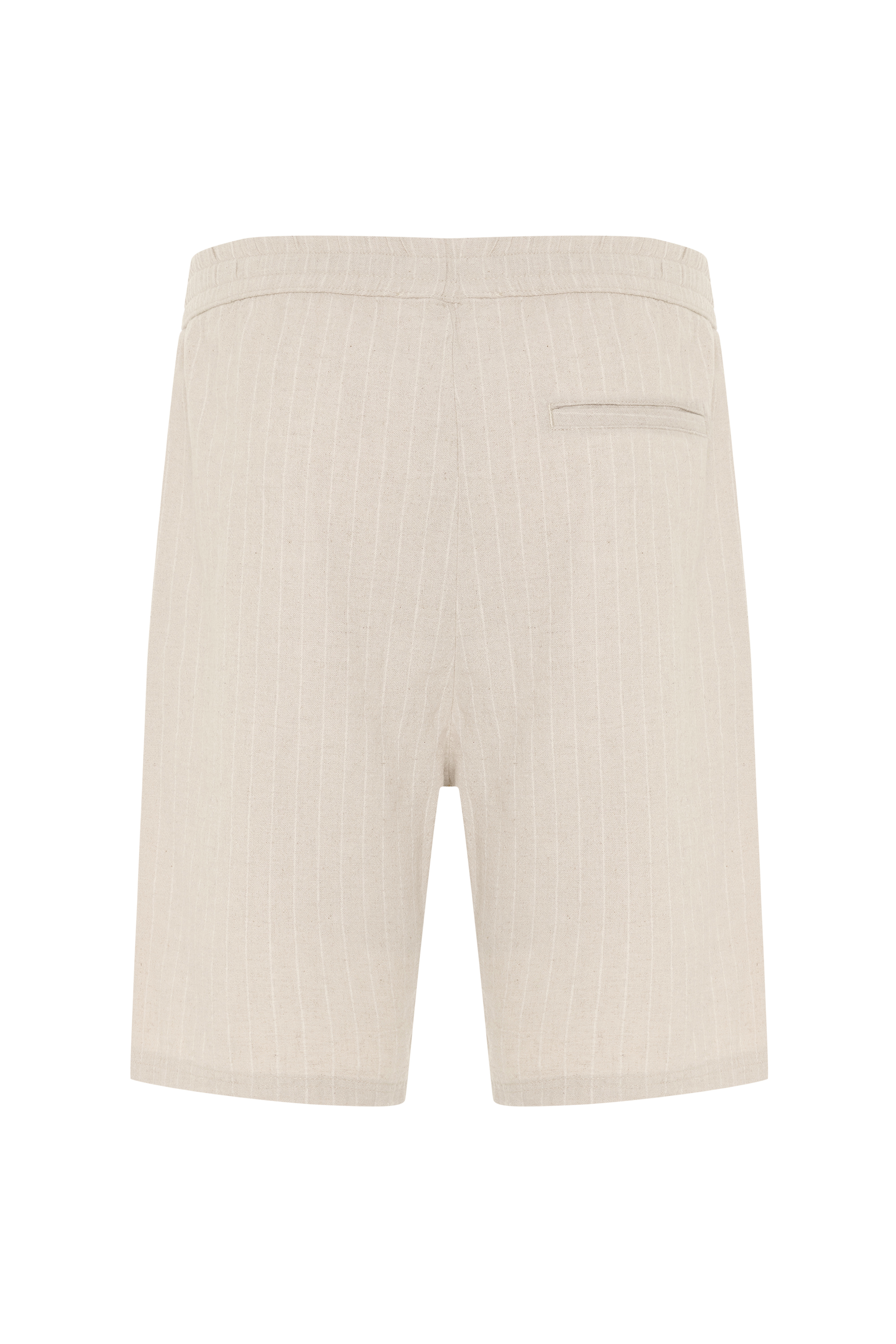 ÇİZGİLİ BELİ BAĞLAMALI KETEN KARIŞIMLI ŞORT