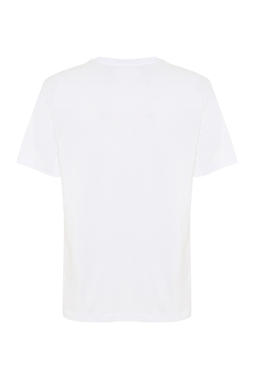  LOOSE FIT BASKILI BİSİKLET YAKA T-SHIRT