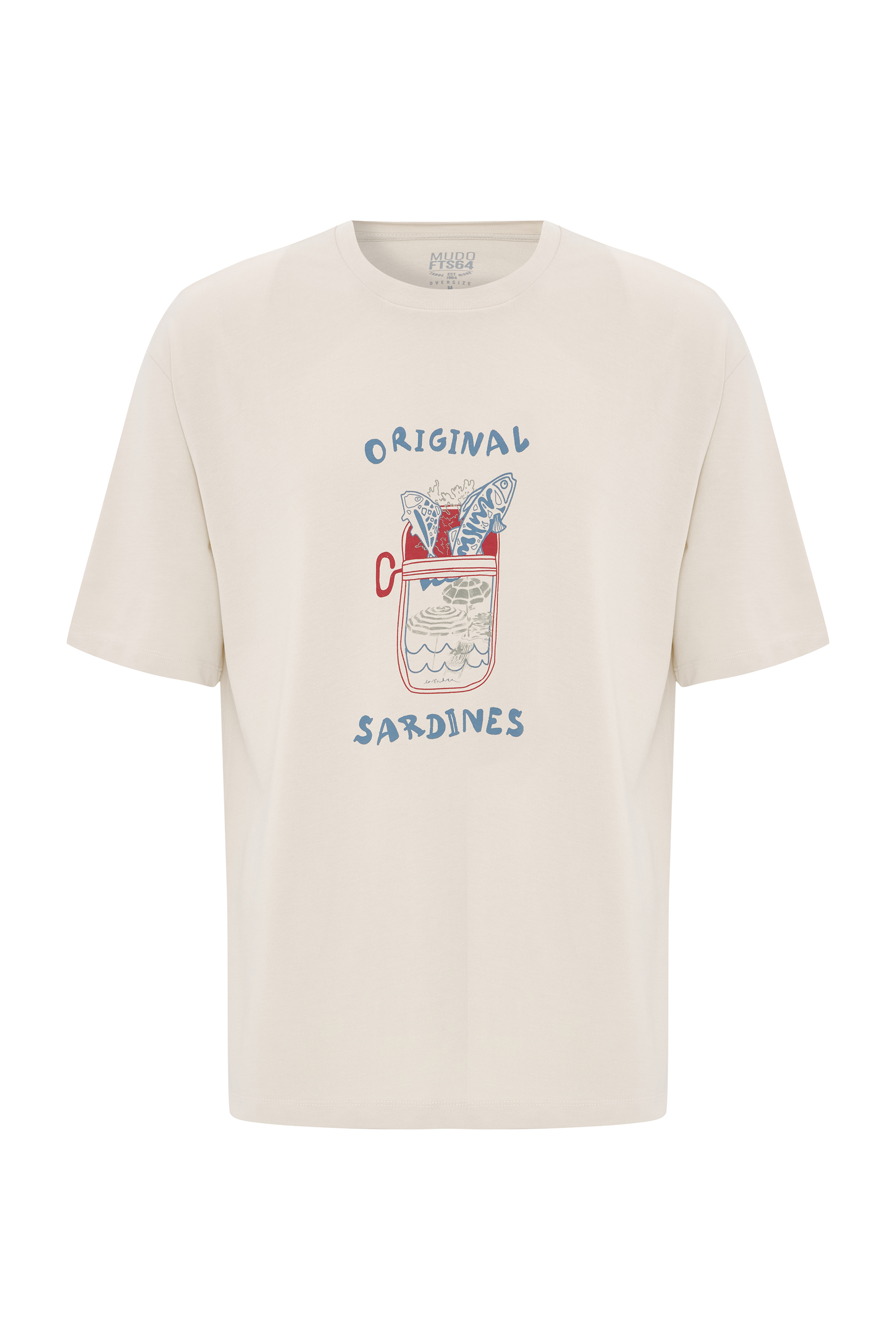 MARİN BASKILI OVERSIZE BİSİKLET YAKA T-SHIRT