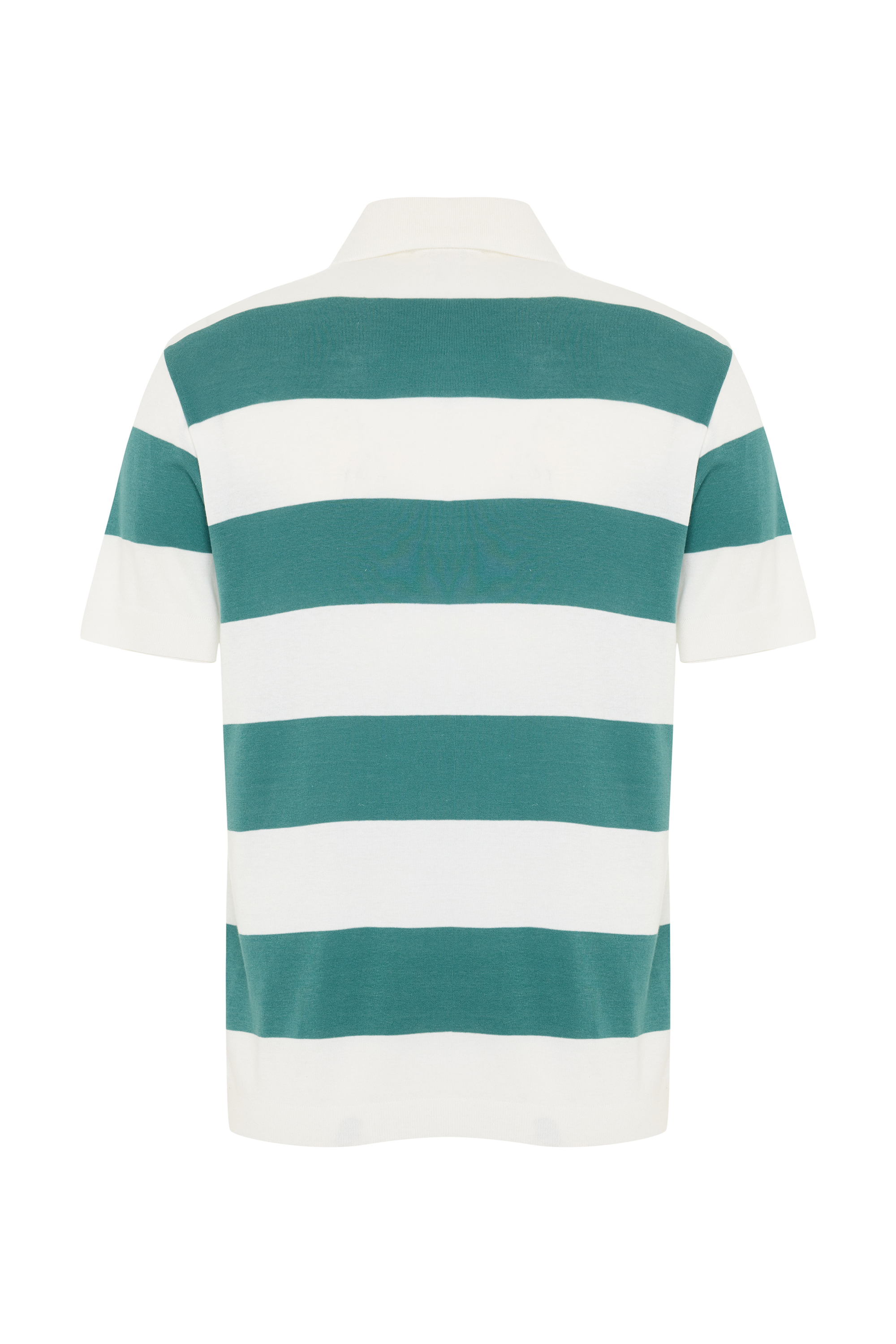 ÇİZGİLİ POLO YAKA KISA KOLLU KAZAK