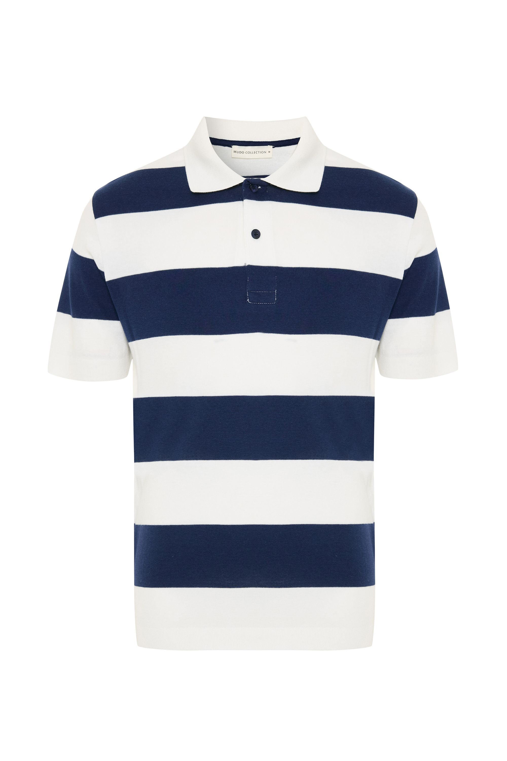 ÇİZGİLİ POLO YAKA KISA KOLLU KAZAK