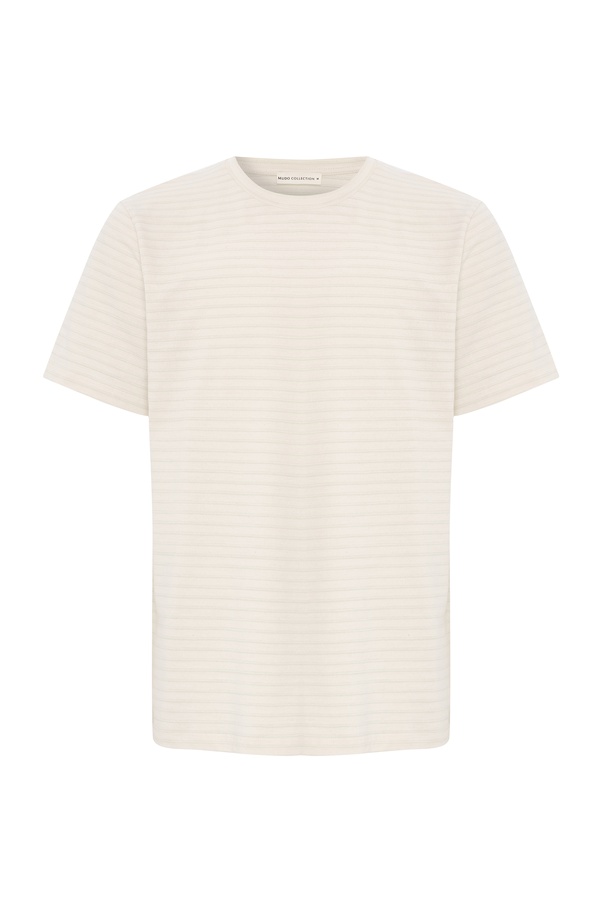 Erkek Yeşil Gri Çizgili Bisiklet Yaka T-Shirt