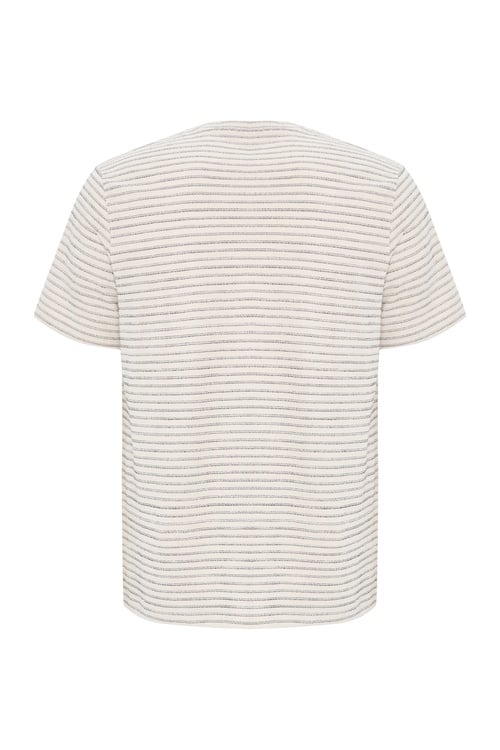  Erkek Lacivert Çizgili Bisiklet Yaka T-Shirt