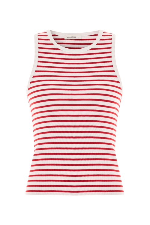  ÇİZGİLİ FITTED BİSİKLET YAKA ATLET