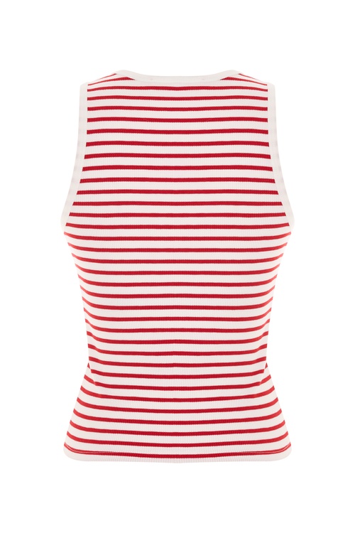  ÇİZGİLİ FITTED BİSİKLET YAKA ATLET