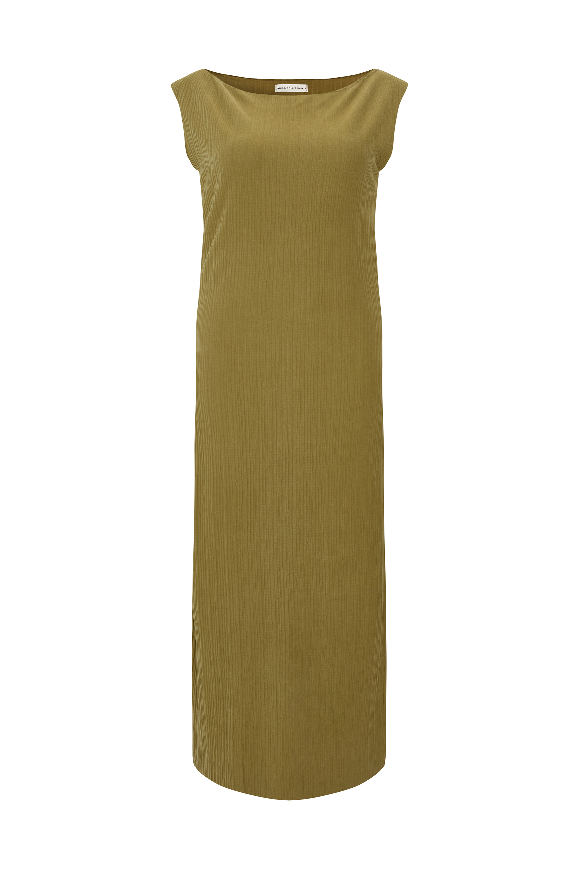 MODAL DÜZ KESİM KOLSUZ DOKULU UZUN ELBİSE