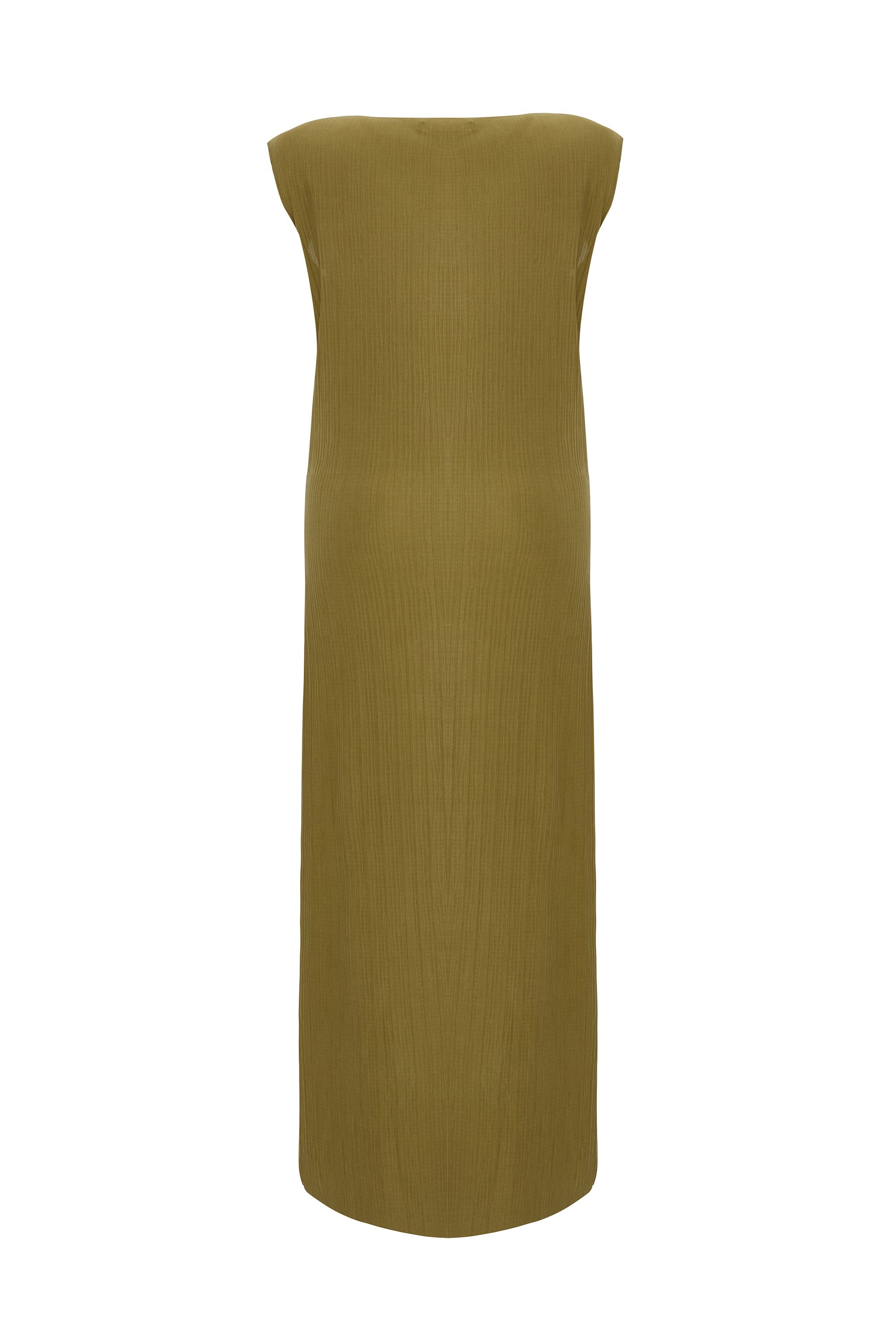 MODAL DÜZ KESİM KOLSUZ DOKULU UZUN ELBİSE