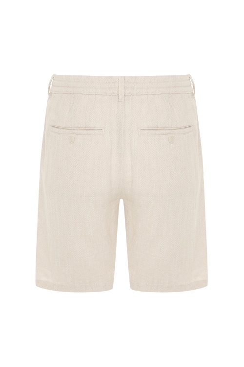  KETEN KARIŞIMLI BELİ BAĞLAMALI ŞORT