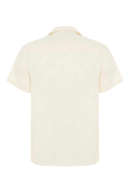  NAKIŞLI RESORT YAKA KETEN KARIŞIMLI KISA KOLLU GÖMLEK