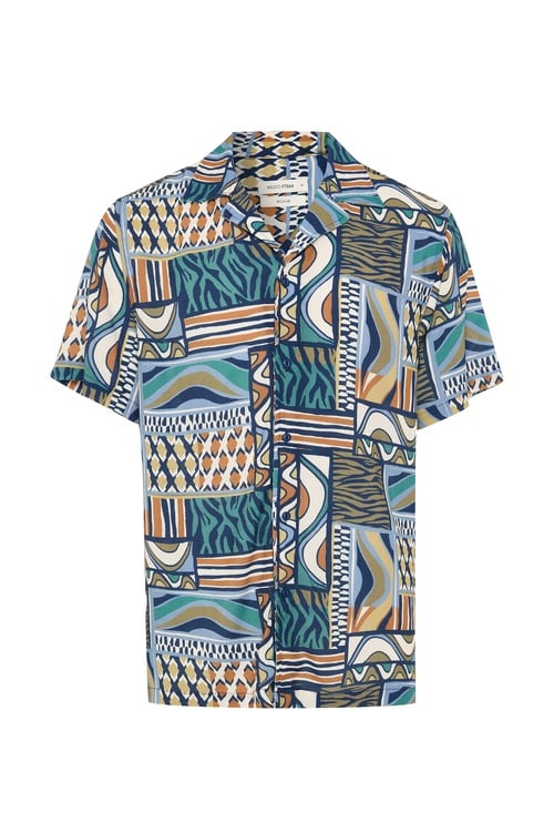  BASKILI RESORT YAKA KISA KOLLU GÖMLEK