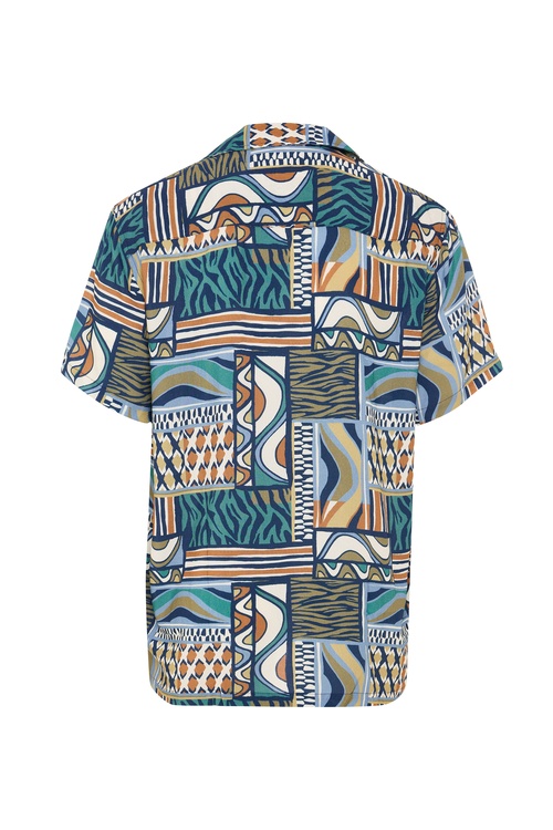  BASKILI RESORT YAKA KISA KOLLU GÖMLEK