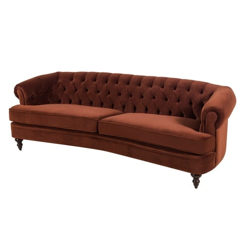 GRAHAM KİREMİT KADİFE ÜÇLÜ KOLTUK