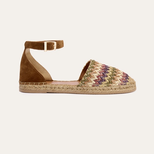  TOKALI ÖRGÜ DESENLİ HASIR TABANLI SANDALET