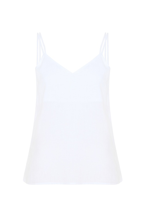  V YAKA KOLSUZ KETEN BLUZ