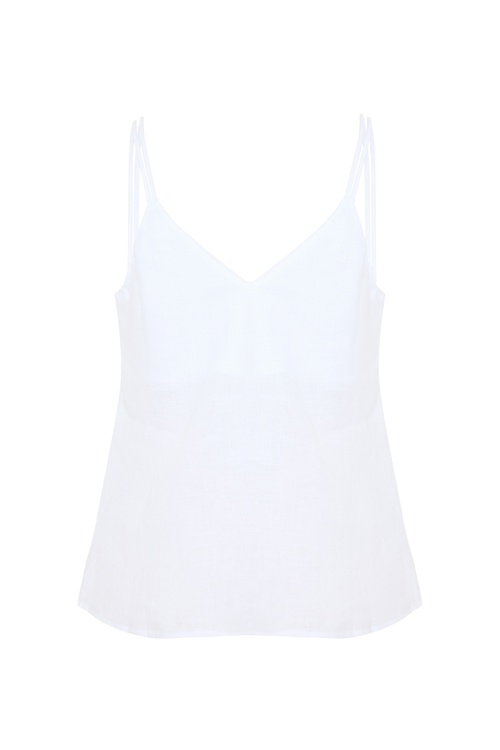  V YAKA KOLSUZ KETEN BLUZ