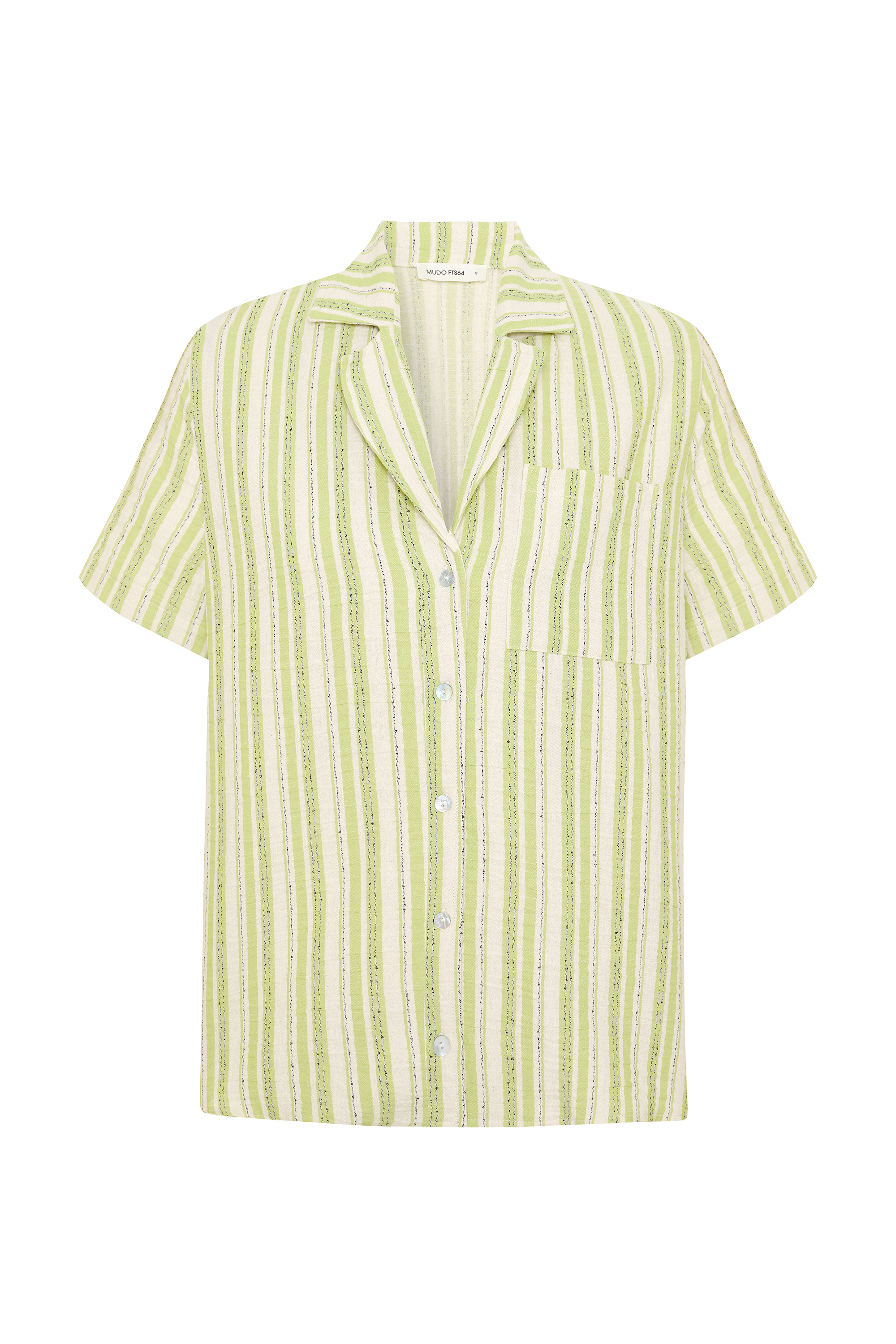 ÇİZGİLİ RESORT YAKA KISA KOLLU GÖMLEK