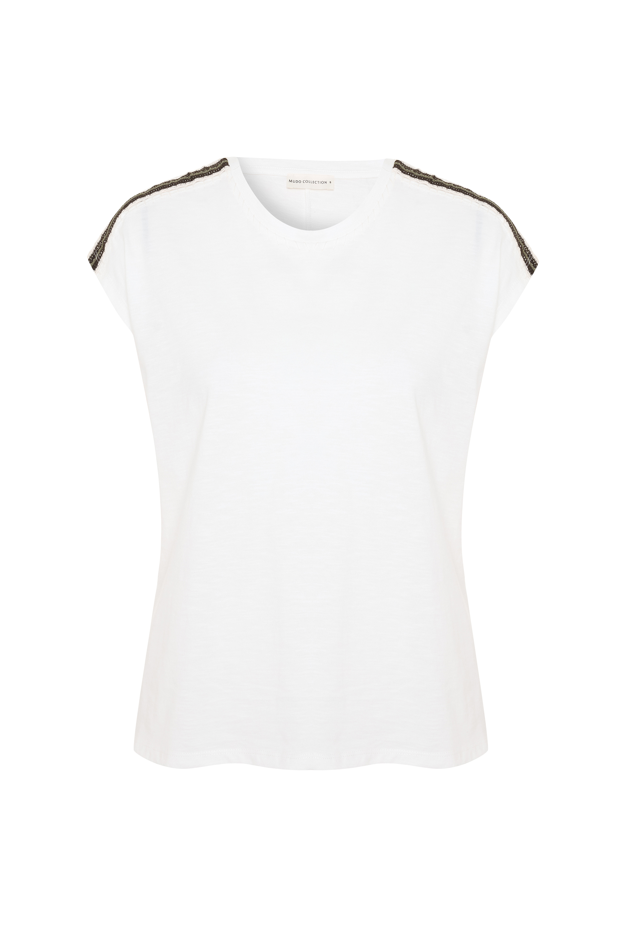 NAKIŞLI DÜŞÜK KOL BİSİKLET YAKA T-SHIRT