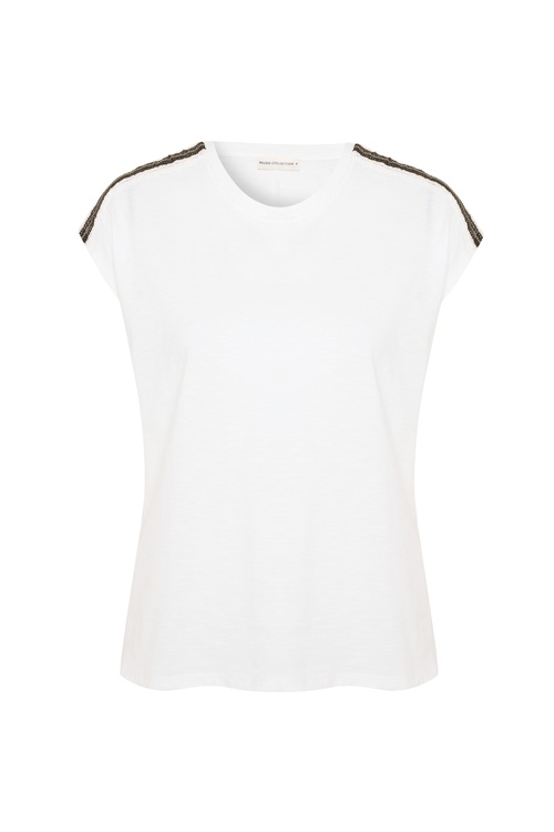 NAKIŞLI DÜŞÜK KOL BİSİKLET YAKA T-SHIRT