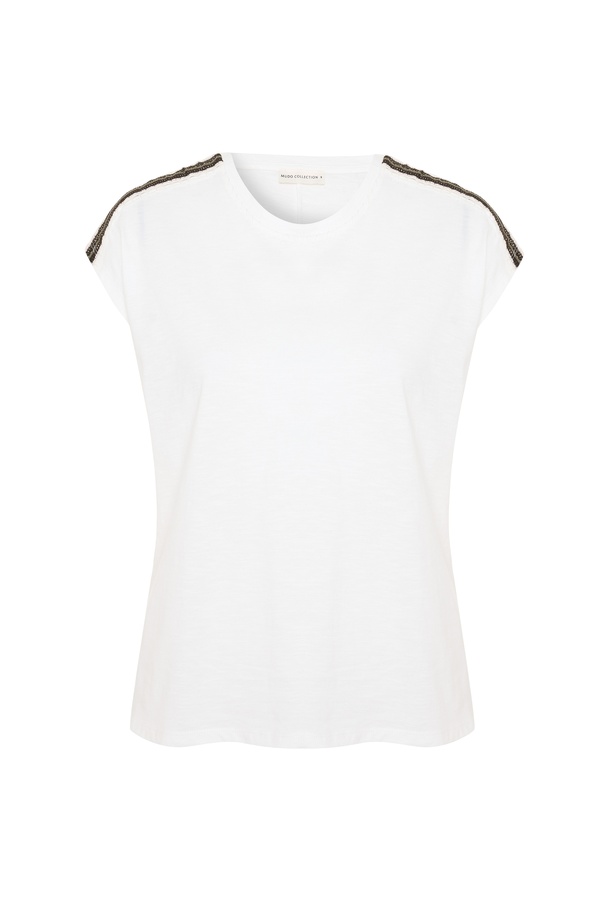 NAKIŞLI DÜŞÜK KOL BİSİKLET YAKA T-SHIRT