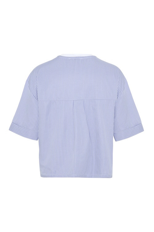  ÇİZGİ DETAYLI BİSİKLET YAKA T-SHIRT