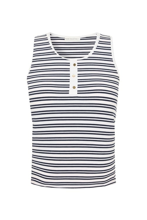  ÇİZGİLİ DÜĞME DETAYLI KOLSUZ ATLET