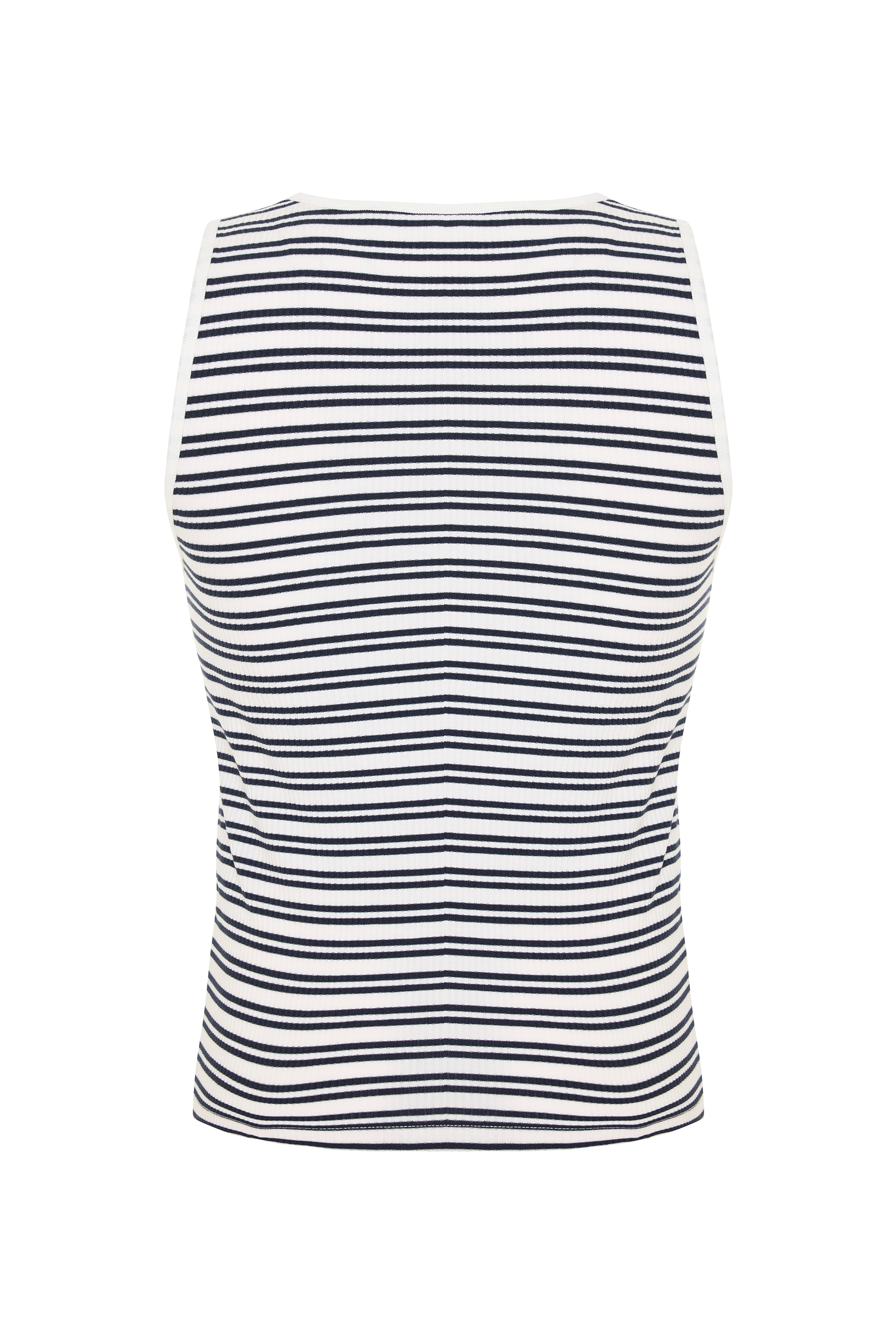 ÇİZGİLİ DÜĞME DETAYLI KOLSUZ ATLET