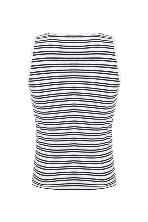  ÇİZGİLİ DÜĞME DETAYLI KOLSUZ ATLET