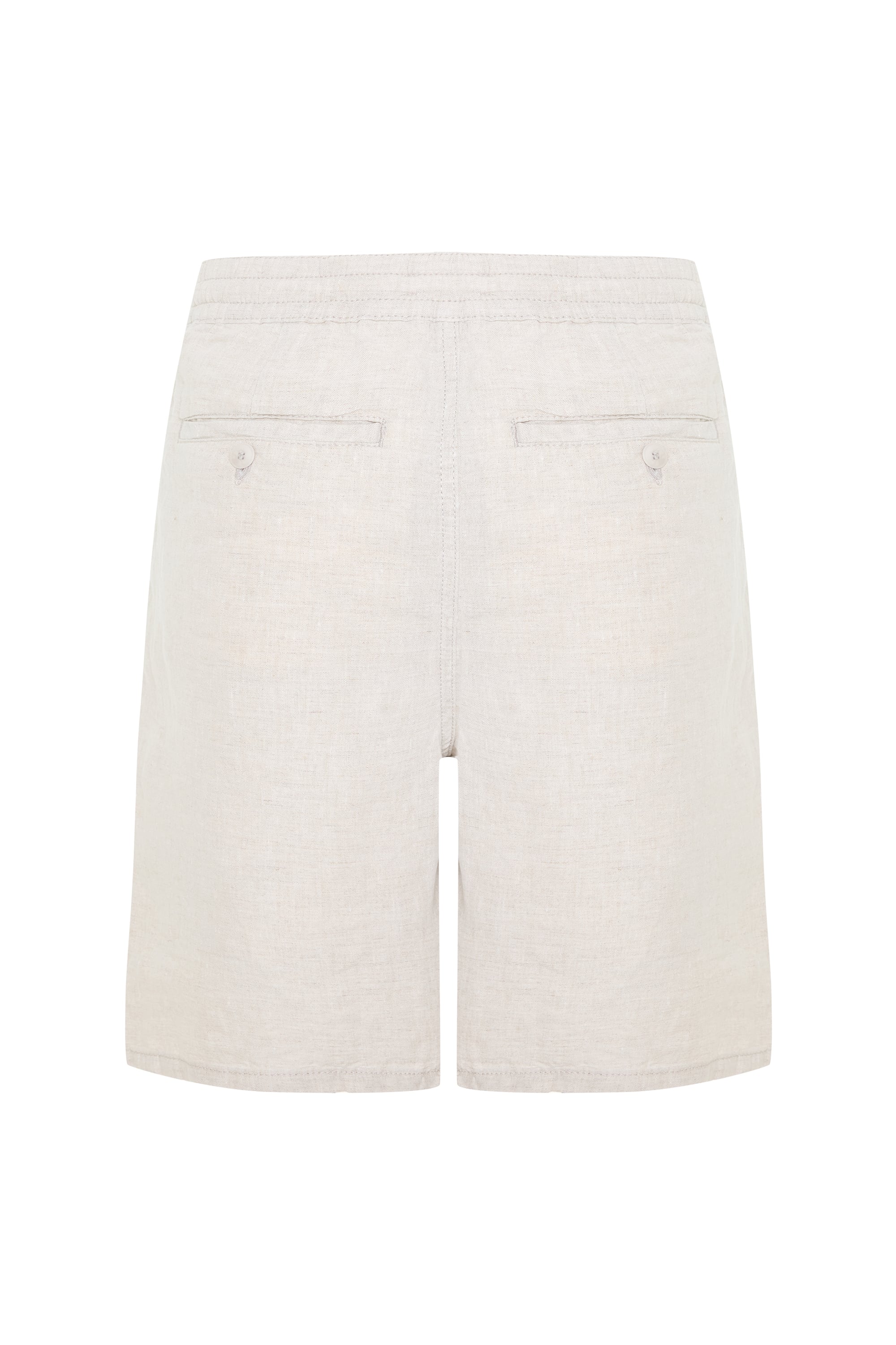 STRAIGHT FIT BELİ BAĞLAMALI KETEN ŞORT