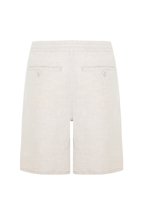  STRAIGHT FIT BELİ BAĞLAMALI KETEN ŞORT