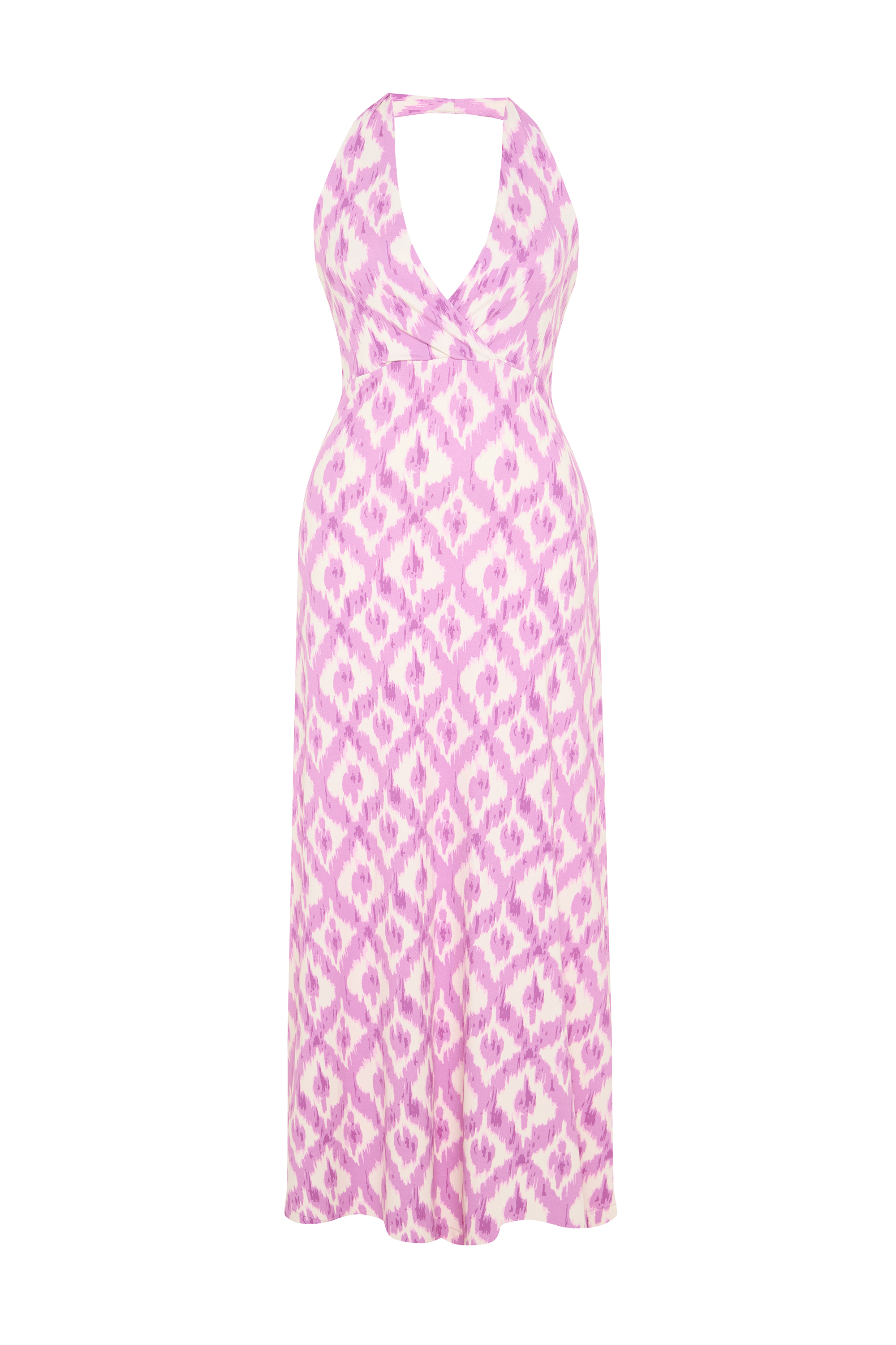 ETNİK BASKILI BAĞLAMA DETAYLI UZUN ELBİSE