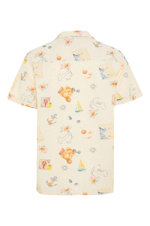  BASKILI RESORT YAKA KISA KOLLU GÖMLEK