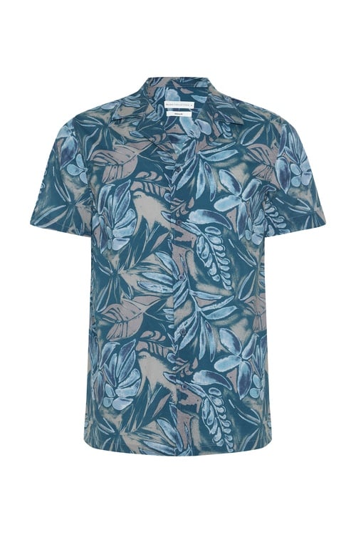  BASKILI RESORT YAKA KISA KOLLU GÖMLEK