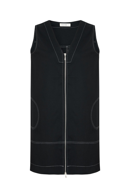  A FORM KOLSUZ FERMUARLI MİNİ ELBİSE