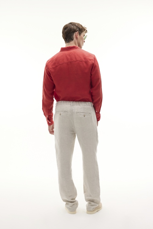  SLIM FIT UZUN KOLLU KETEN GÖMLEK