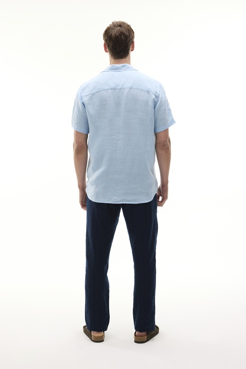  REGULAR FIT KISA KOLLU KETEN GÖMLEK