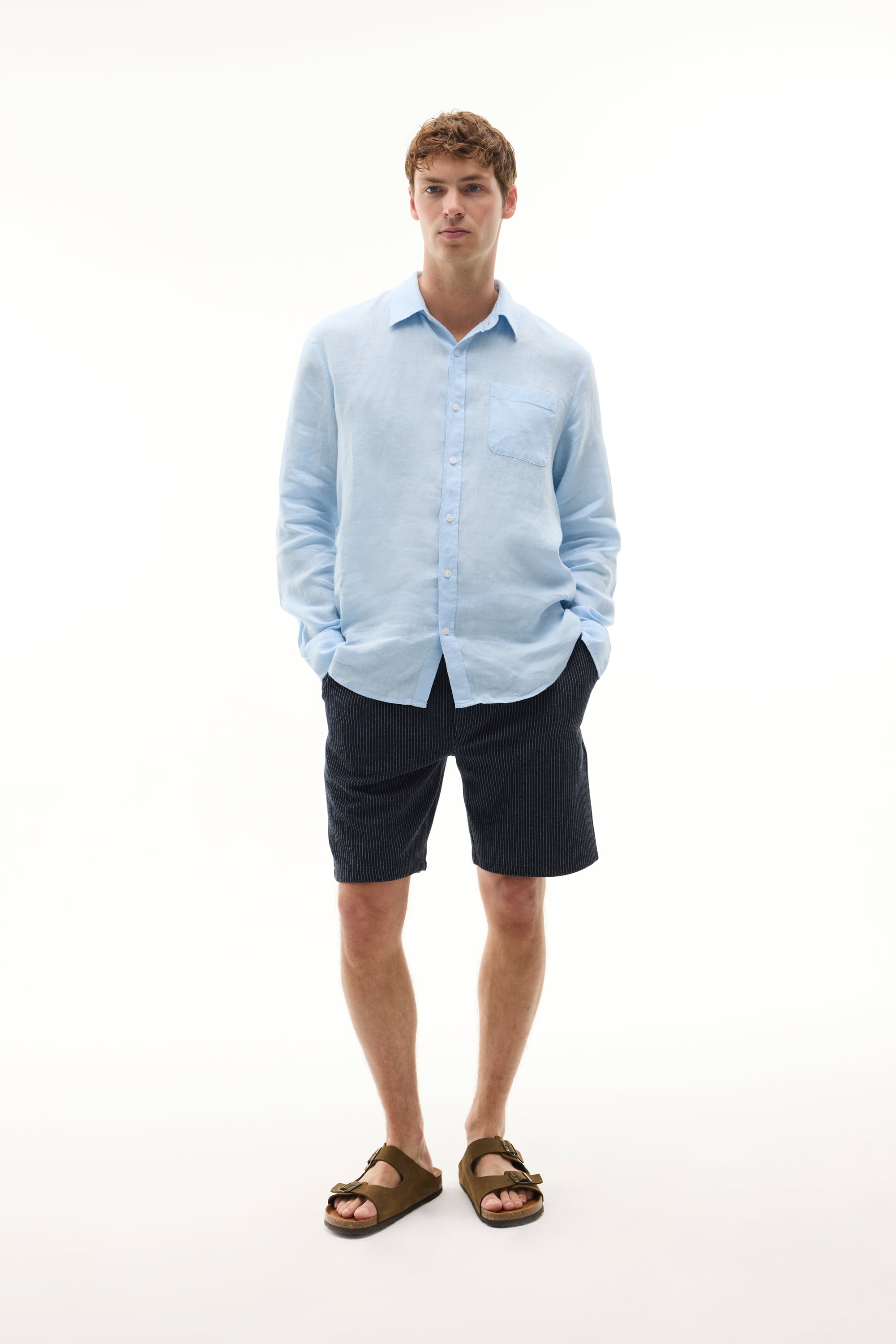 REGULAR FIT UZUN KOLLU KETEN GÖMLEK