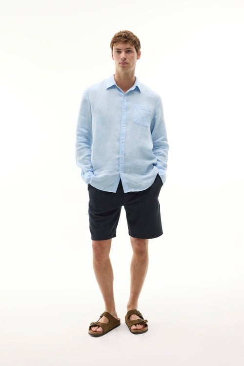  REGULAR FIT UZUN KOLLU KETEN GÖMLEK